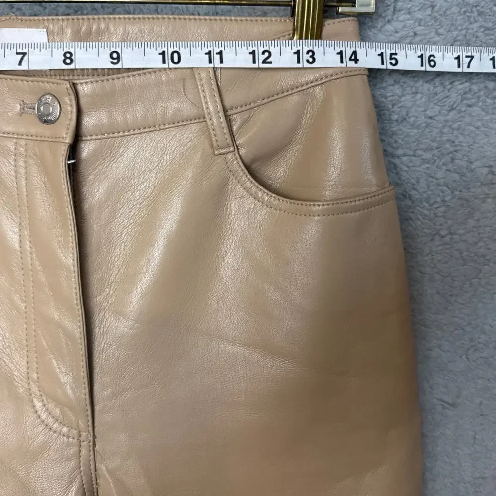 Aritzia Wilfred Melina Pant Saville Tan Vegan Leather High Rise Straight Leg 6
